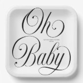 Oh Baby Elegant Script Gender Neutral Baby Shower Pappteller (Vorderseite)