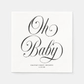 Oh Baby Elegant Script Gender Neutral Baby Shower Serviette (Vorderseite)
