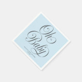 Oh Baby Elegant Script Hellblauer Jungen-Baby-Part Serviette (Ecke)