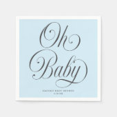 Oh Baby Elegant Script Lt. Blue Boy Baby Shower Serviette (Vorderseite)