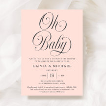 Oh Baby Elegant Script Rosa Mädchen-Baby-Party