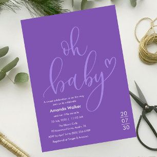 Oh Baby! Elegante Baby Shower-Einladung mit lila Einladung