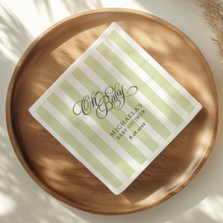 Oh Baby Elegante Schrift & Streifen Babyparty Serviette