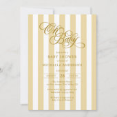 Oh Baby Elegante Script & Stripes Baby Dusche Einladung (Vorderseite)