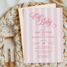 Oh Baby Elegante Script & Stripes Baby Dusche