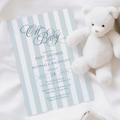 Oh Baby Elegante Script & Stripes Baby Dusche Einladung