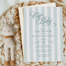 Oh Baby Elegante Script & Stripes Baby Dusche