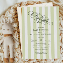 Oh Baby Elegante Script & Stripes Baby Dusche