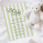 Oh Baby Elegante Script & Stripes Baby Dusche Einladung