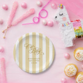 Oh Baby Elegante Script & Stripes Baby Dusche Pappteller (Party)