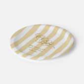 Oh Baby Elegante Script & Stripes Baby Dusche Pappteller (Schrägansicht)