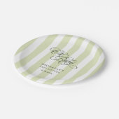 Oh Baby Elegante Script & Stripes Baby Dusche Pappteller (Schrägansicht)