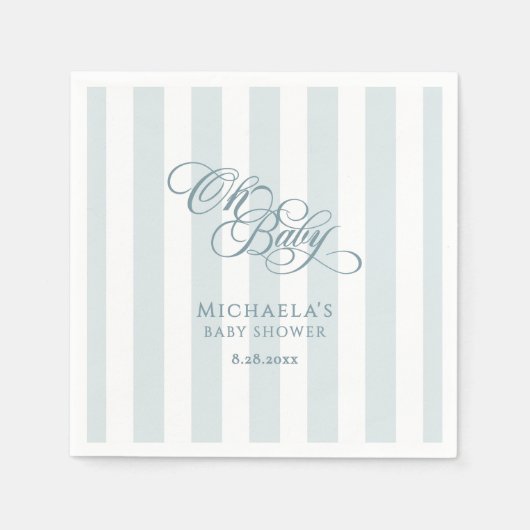 Oh Baby Elegante Script & Stripes Baby Dusche Serviette (Vorderseite)