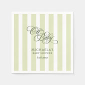 Oh Baby Elegante Script & Stripes Baby Dusche Serviette (Vorderseite)