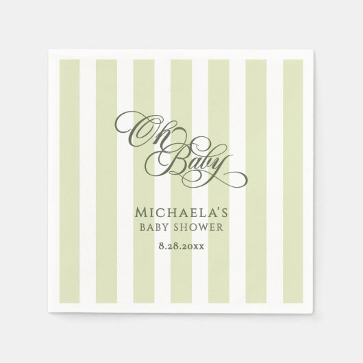 Oh Baby Elegante Script & Stripes Baby Dusche Serviette (Vorderseite)