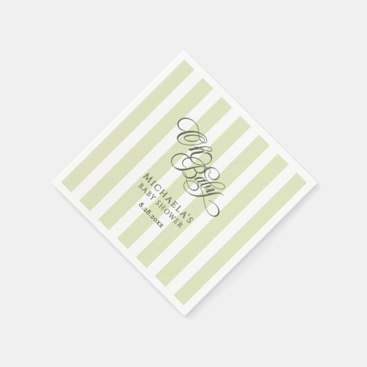 Oh Baby Elegante Script & Stripes Baby Dusche Serviette (Ecke)