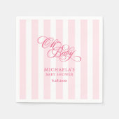 Oh Baby Elegante Script & Stripes Baby Dusche Serviette (Vorderseite)