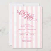 Oh Baby Elegantes Script in einer Babydusche Einladung (Vorderseite)