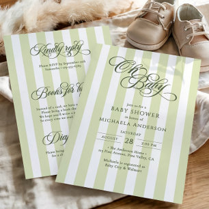 Oh Baby Elegantes Script in einer Babydusche Einladung