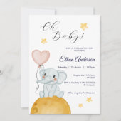 Oh Baby Elephant Balloon Baby Shower Einladung (Vorderseite)
