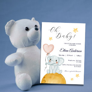 Oh Baby Elephant Balloon Baby Shower Einladung