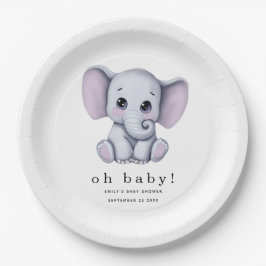 Oh Baby Elephant Gender Neutral Baby Dusche Pappteller
