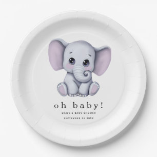Oh Baby Elephant Gender Neutral Baby Dusche Pappteller