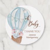 Oh Baby Elephant in Hot Air Balloon Gefälligkeitst Geschenkanhänger (Rückseite)