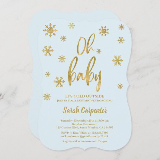 Oh Baby Es ist kalt außerhalb Baby Duschjunge Einladung (Vorne/Hinten)