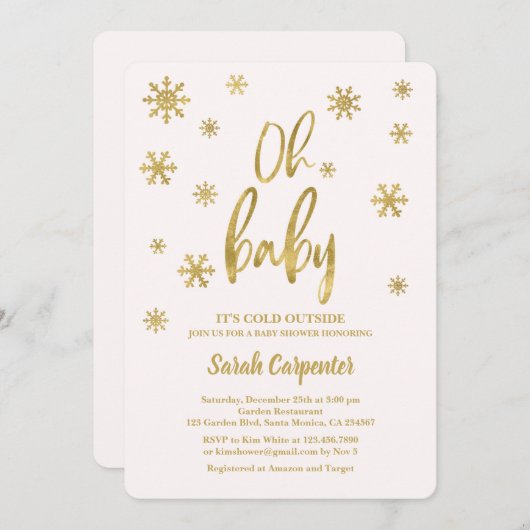 Oh Baby Es ist kalt außerhalb der Babydusche Einladung (Vorne/Hinten)