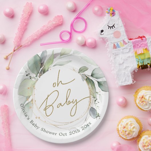 Oh Baby Eucalyptus Baby Duschpapier Teller (Party)