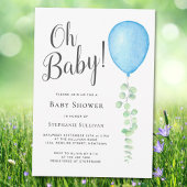 Oh Baby Eucalyptus Blue Balloon Baby Dusche Einladung