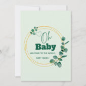 Oh Baby Eucalyptus Leaves  Baby Shower Einladung (Vorderseite)