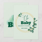 Oh Baby Eucalyptus Leaves  Baby Shower Einladung (Vorne/Hinten)