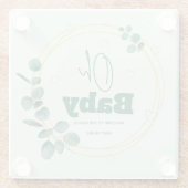 Oh Baby Eucalyptus Leaves Baby Shower Glasuntersetzer (Rückseite)