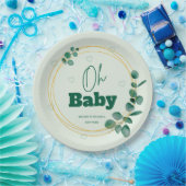 Oh Baby Eucalyptus Leaves Baby Shower Pappteller (Party)