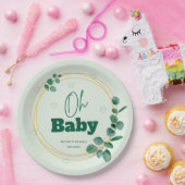Oh Baby Eucalyptus Leaves Baby Shower Pappteller (Party)