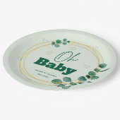 Oh Baby Eucalyptus Leaves Baby Shower Pappteller (Schrägansicht)