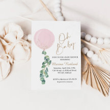 Oh Baby Eucalyptus Pink Balloon Baby Dusche