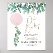 Oh Baby Eucalyptus Pink Balloon Baby Dusche Poster (Vorne)