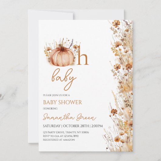 Oh Baby Fall Baby Dusche Einladung (Vorderseite)