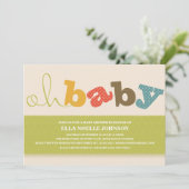 OH BABY! | FARBIGE BABYSHOWEINLADUNG EINLADUNG (Stehend Vorderseite)