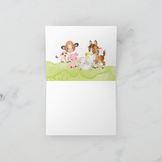 Oh Baby Farm Animals Baby Dusche Danke (Innenseite)