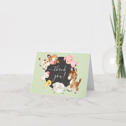 Oh Baby Farm Animals Baby Dusche Danke (Vorderseite)