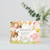 Oh Baby Farm Animals Baby Dusche Danke Postkarte (Stehend Vorderseite)