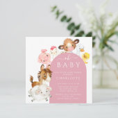 Oh Baby Farm Animals Baby Dusche Einladung (Stehend Vorderseite)