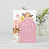 Oh Baby Farm Animals Baby Dusche Einladung (Stehend Vorderseite)
