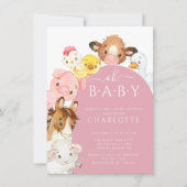 Oh Baby Farm Animals Baby Dusche Einladung (Vorderseite)