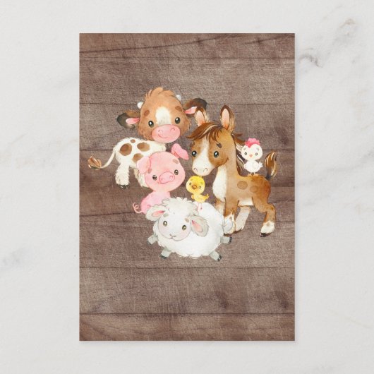 Oh Baby Farm Animals Baby Shower Book for Baby Begleitkarte (Rückseite)