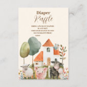 Oh Baby Farm Animals Diapper Raffle Baby Shower Begleitkarte (Vorderseite)